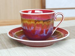 画像2: 【有田焼】辰砂釉彩　コーヒー碗皿（馬場真右エ門窯 / 木箱入）