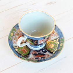 画像4: 【有田焼】古伊万里金彩牡丹（緑） コーヒー碗皿