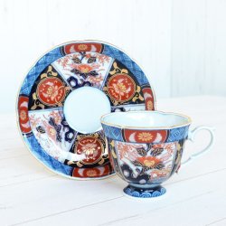 画像2: 【有田焼】古伊万里金彩牡丹（赤） コーヒー碗皿