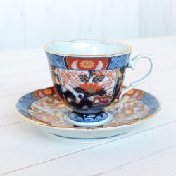 画像3: 【有田焼】古伊万里金彩牡丹（赤） コーヒー碗皿