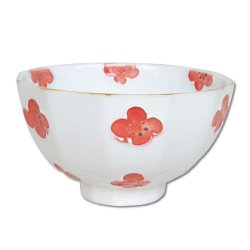 画像1: 【有田焼】一珍小花（赤） 茶碗