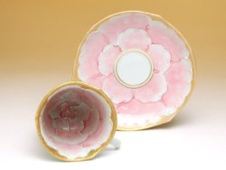 画像2: 【有田焼】金濃ピンク牡丹　デミタス碗皿