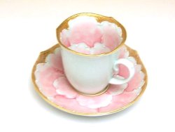 画像4: 【有田焼】金濃ピンク牡丹　デミタス碗皿