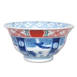 画像1: 【有田焼】染錦寿紋割山水 茶碗