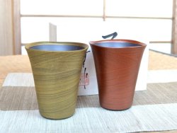 画像1: 【有田焼】星河 （金＆銅）ペアーフリーカップ（木箱入）