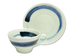 画像1: 【有田焼】青磁刷毛 コーヒー碗皿