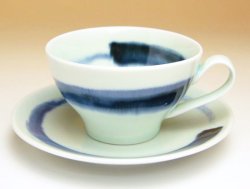 画像2: 【有田焼】青磁刷毛 コーヒー碗皿