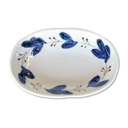 画像1: 【有田焼】リーフ 面彫楕円皿