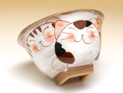 画像2: 【有田焼】仲良しネコ（青）　茶碗