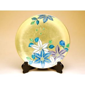 画像: 【有田焼】金襴手（金箔）鉄仙花　６寸飾皿（19cm）（皿立 / 木箱付）