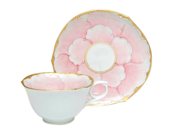 【有田焼】金濃ピンク牡丹　コーヒー碗皿