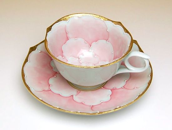 画像3: 【有田焼】金濃ピンク牡丹　コーヒー碗皿