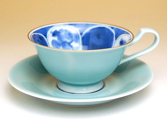 画像2: 【有田焼】青磁割山水 紅茶碗皿