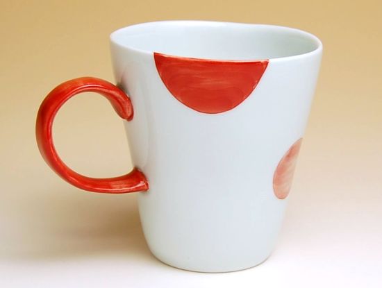 画像2: 【有田焼】二彩丸紋（赤）　マグカップ