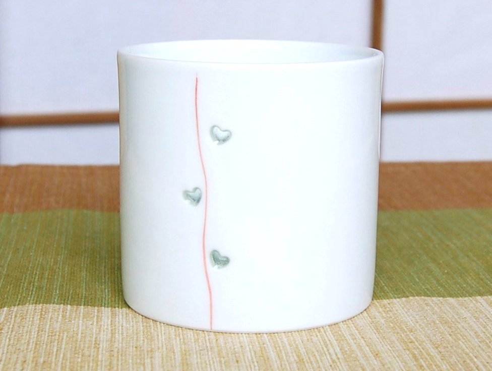 画像2: 【有田焼】水晶彫ハートライン（赤）　ロックグラス