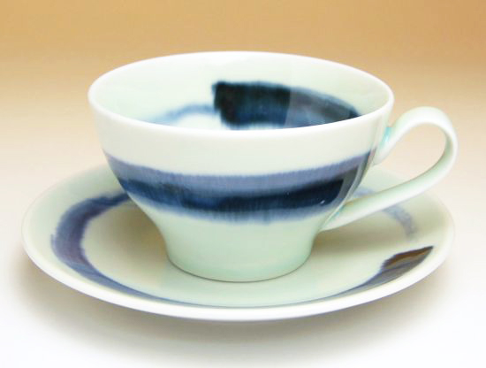 画像2: 【有田焼】青磁刷毛 コーヒー碗皿
