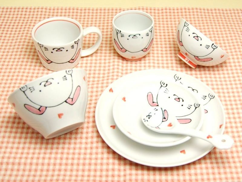 【有田焼 / 子ども食器】にこにこクラブ　うさちゃん　一括７点セット（※ギフトボックス入り）